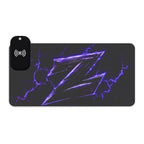 Tapis de Souris Gaming RGB | Recharge Sans Fil | Design Éclair Violet Z