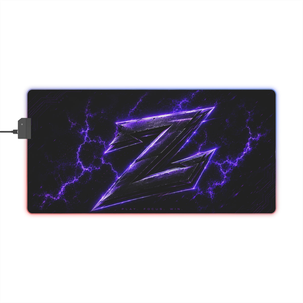 Tapis de Bureau Gaming XXL LED RGB – Logo Z Éclair Électrique