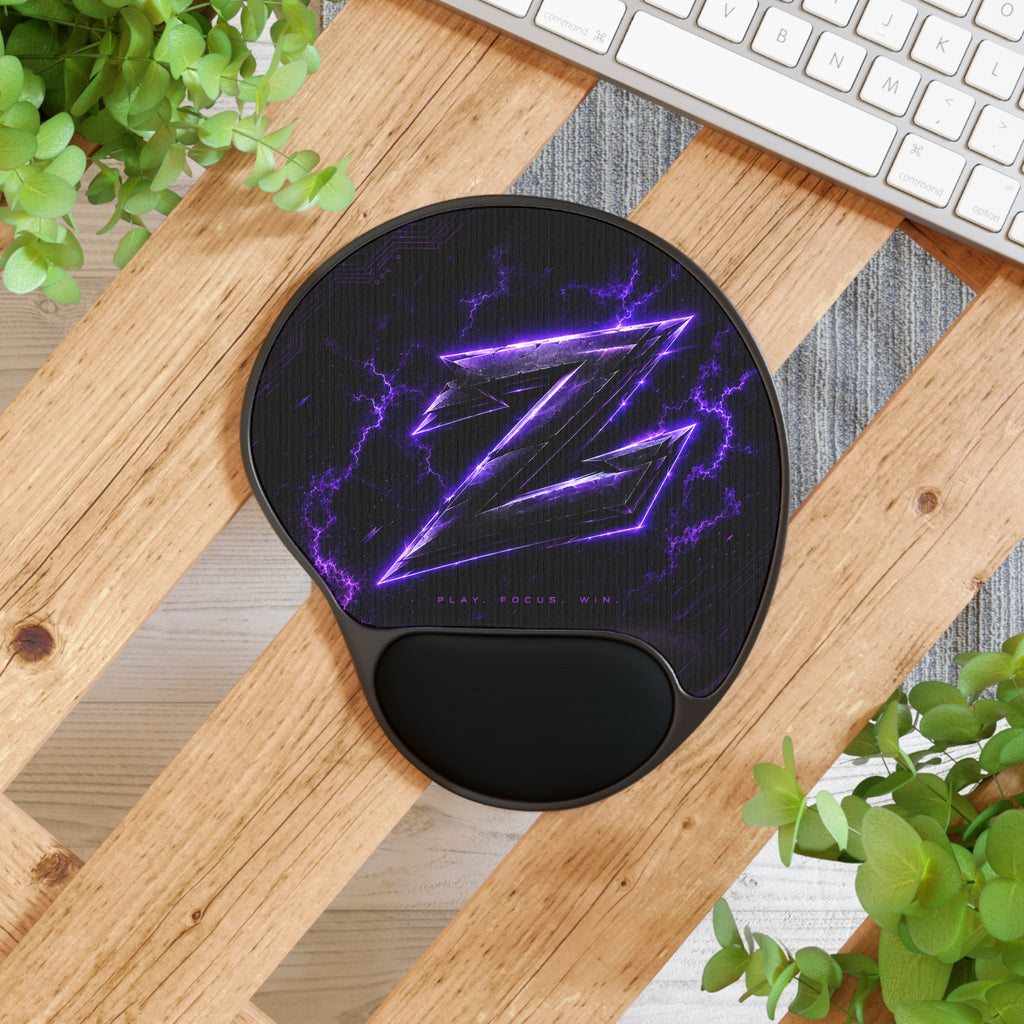 Tapis de Souris avec Repose-Poignet – Motif Logo Z Éclair Violet