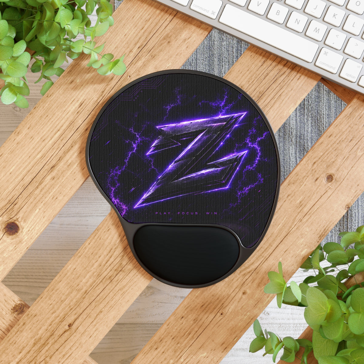 Tapis de Souris avec Repose-Poignet – Motif Logo Z Éclair Violet